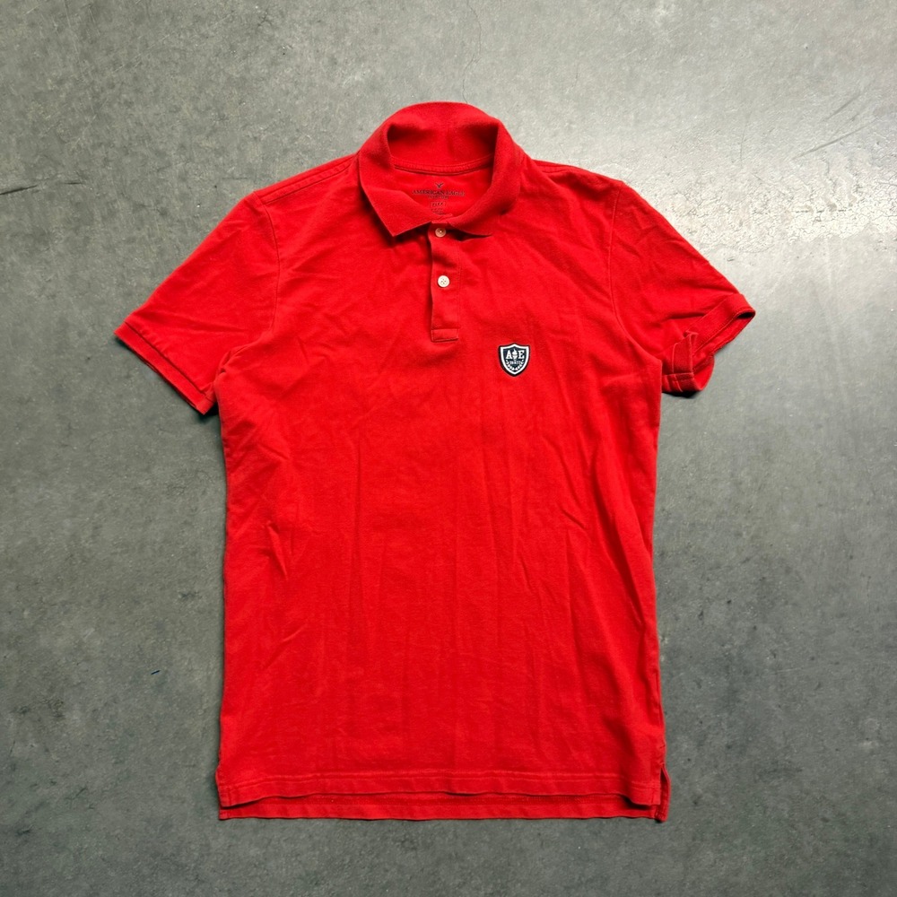 American Eagle Outfitters Flex Polo Shirt Red Classic Fit Small Logo Patch